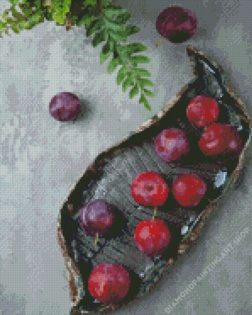 Plums On Plate Diamond Painting Art