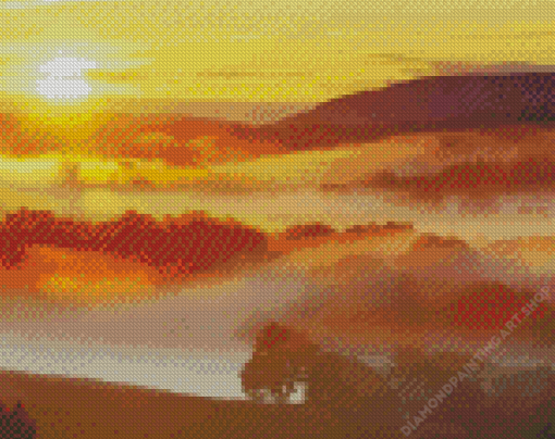 Misty Sunrise Diamond Painting Art