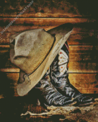 Cowboy Hat Diamond Painting Art