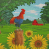 Rooster And Sunflowers Diamond Painting Art