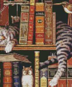 Cat With Book Diamond Painting Art