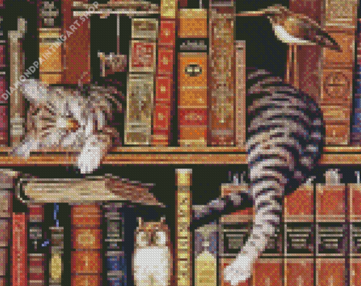 Cat With Book Diamond Painting Art