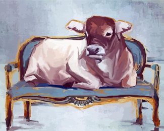 Cow On Chair Diamond Painting Art