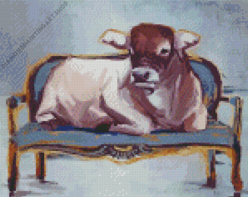 Cow On Chair Diamond Painting Art