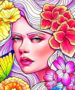 Flower Hair Diamond Painting Art