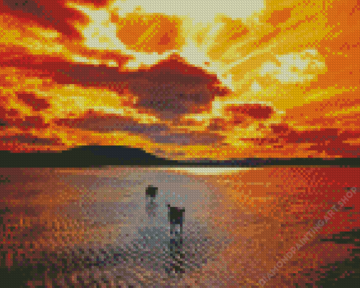 Dogs On Beach Diamond Painting Art