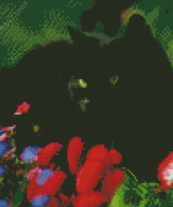 Cat And Flowers Diamond Painting Art