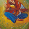 Girl And Guitar Diamond Painting Art