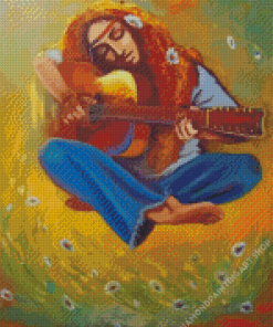 Girl And Guitar Diamond Painting Art