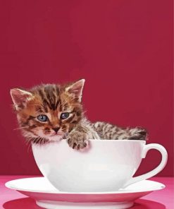 kitten In Cup Diamond Painting Art