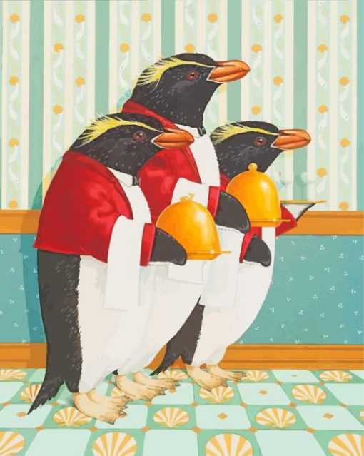 Penguin Chefs Diamond Painting Art