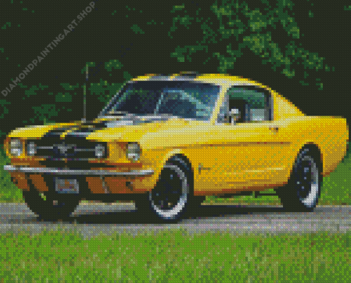 Ford Yellow Mustang Diamond Painting Art
