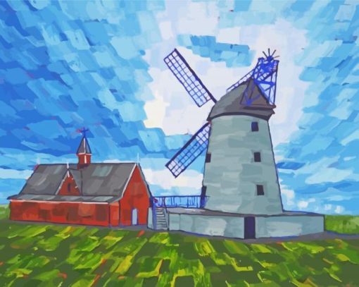 Windmill And Barn Diamond Painting Art