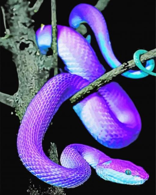 Bluish Snake Diamond Painting Art