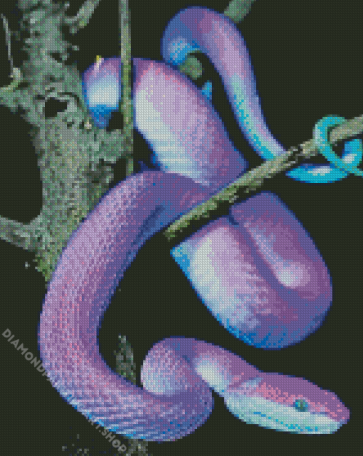 Bluish Snake Diamond Painting Art