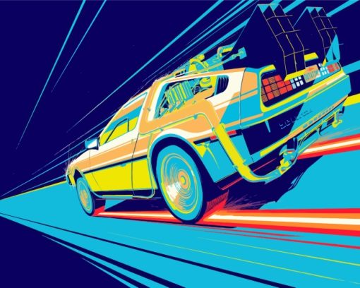 Delorean Car Diamond Painting Art