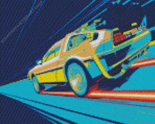 Delorean Car Diamond Painting Art