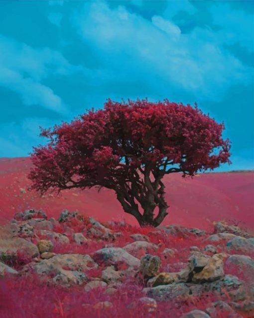 Red Tree Diamond Painting Art
