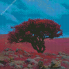 Red Tree Diamond Painting Art