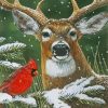 Cardinal Deer Diamond Painting Art