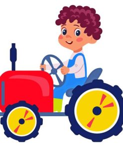Boy On Tractor Diamond Painting Art