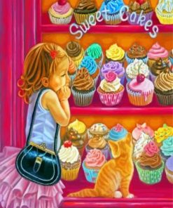 Girl Cupcake Diamond Painting Art