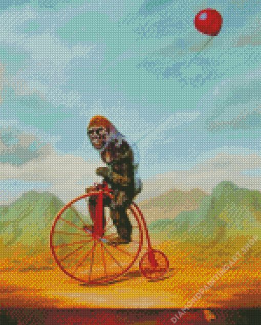 Gorilla Unicycle Diamond Painting Art