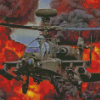 Apache Helicopter Diamond Painting Art