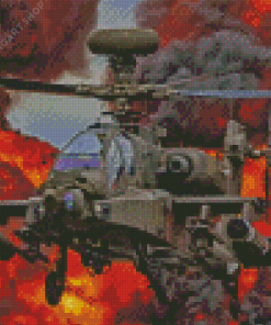 Apache Helicopter Diamond Painting Art