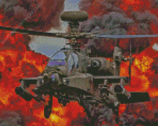 Apache Helicopter Diamond Painting Art