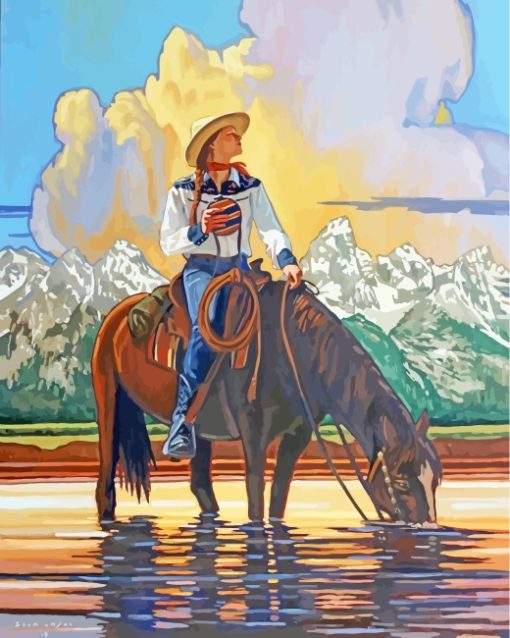 Cowgirl On Horse 5D Diamond Painting Art