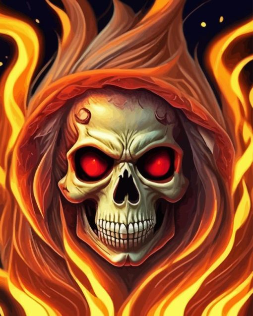 Flame Skull Diamond Painting Art