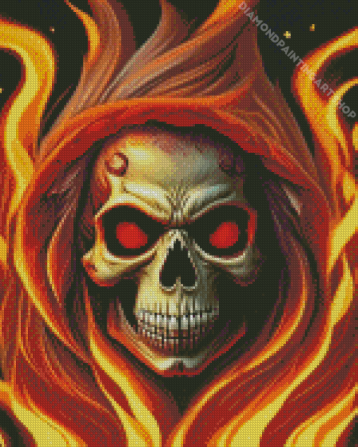 Flame Skull Diamond Painting Art