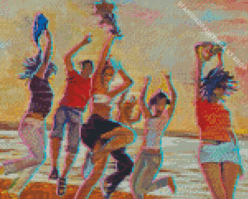 Girls Dancing At The Beach Diamond Painting Art