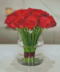 Vase And Red Flowers Diamond Painting Art