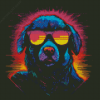 Neon Dog Illustration Diamond Painting Art