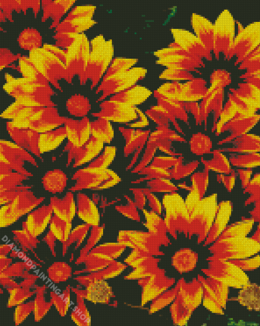 Orange Gazania Flowers Diamond Painting Art