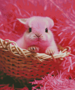 Pink Bunny In Basket Diamond Painting Art