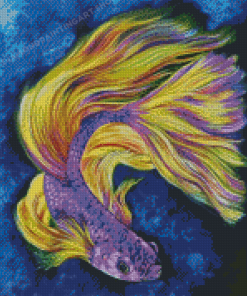 Purple Yellow Betta Fish Diamond Painting