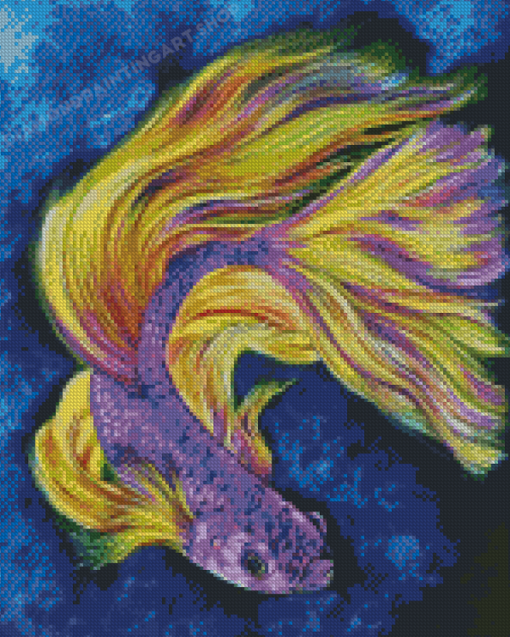 Purple Yellow Betta Fish Diamond Painting