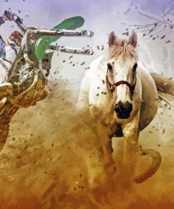 Horse And Motorcycle Diamond Painting Art