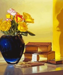 Yellow Roses In Vase Diamond Painting Art