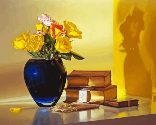 Yellow Roses In Vase Diamond Painting Art