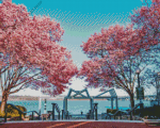 Cherry Blossoms Washington Diamond Painting Art