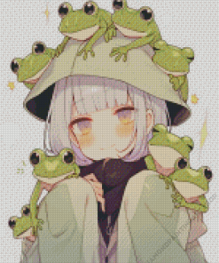 Girl Anime Frogs Diamond Painting Art