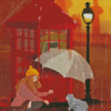 Girl Cat And Umbrella Diamond Painting Art