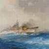 Military German Battleship Bismarck Diamond Painting
