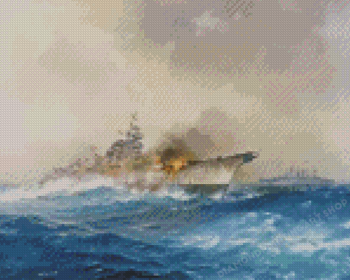 Military German Battleship Bismarck Diamond Painting