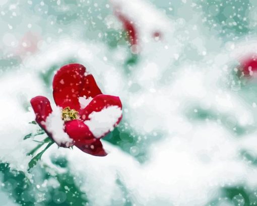 Flower In Snow Diamond Painting Art