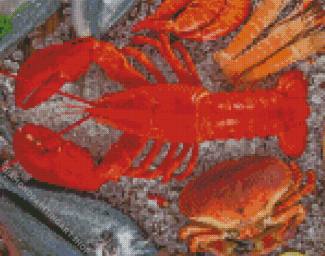 Seafood Crab Crayfish Diamond Painting Art